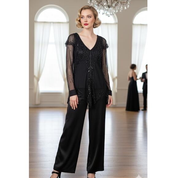 Viintage Scala Beaded Top/blouse S Gatsby,90's,Art deco,Witchy,Flapper,Rare - Picture 1 of 7